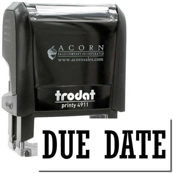 Self-Inking Due Date Stamp, Trodat Printy 4911, Press and Print Stamping, Impression Size 5/8" x 1-1/2", Up to 10,000 Impressions - Black Ink
