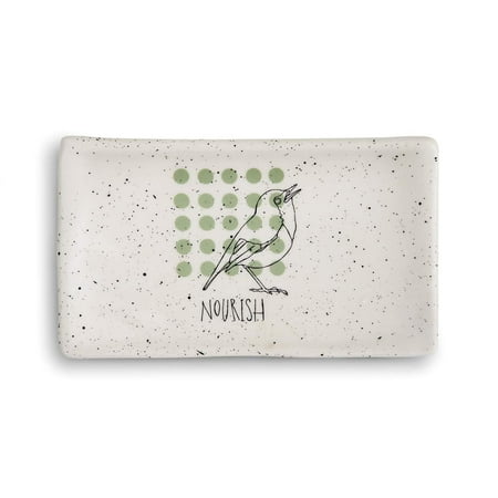

DEMDACO Nourish Glossy Speckle White 6 x 3.5 Stoneware Ceramic Everyday Kitchen Rectangle Spoon Rest
