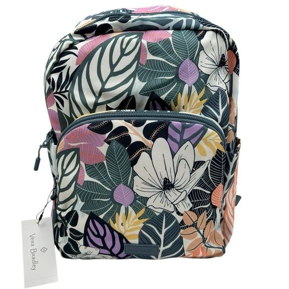 Vera Bradley Women's Small Backpack Palm Floral Purple Lining Water-resistant