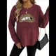 thumbnail image 3 of Suéter de Cuello Redondo Personalizado con Estampado de Leopardo y Labios Bordados para Mujer Vino Tinto L, 3 of 8