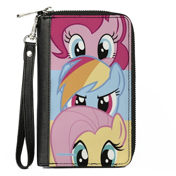 Hasbro Wallet, Zip Around, My Little Pony Pinkie Pie Rainbow Dash Fluttershy Face Stack, Vegan Leather