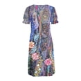 thumbnail image 5 of QIPOPIQ Robes pour Femmes Taille Empire à Volants Manches Courtes Robe d'Été Imprimé Floral Ourlet Irrégulier Robe Col en V Boutons Offres 2023, 5 of 5