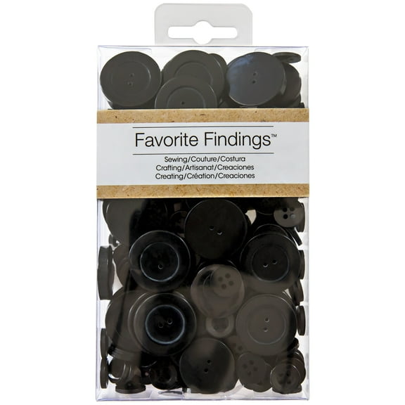 Favorite Findings Value Black Assorted Sew Thru & Shank Buttons, 4 Ounces