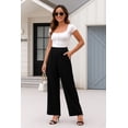 thumbnail image 4 of OHHSHEEN Black Wide Leg Pants for Women with Pockets, Comfy Work Pants Women with Elastic Waist, High Waist Black Pants Women, 4 of 5