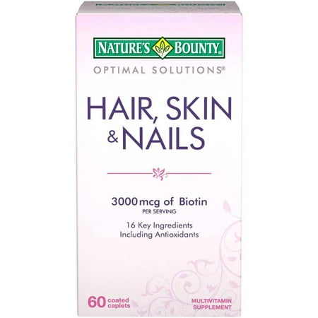 Nature's Bounty Optimal Solutions Hair, Skin and Nails Multivitamin Supplement Coated Caplets, 60 Ct