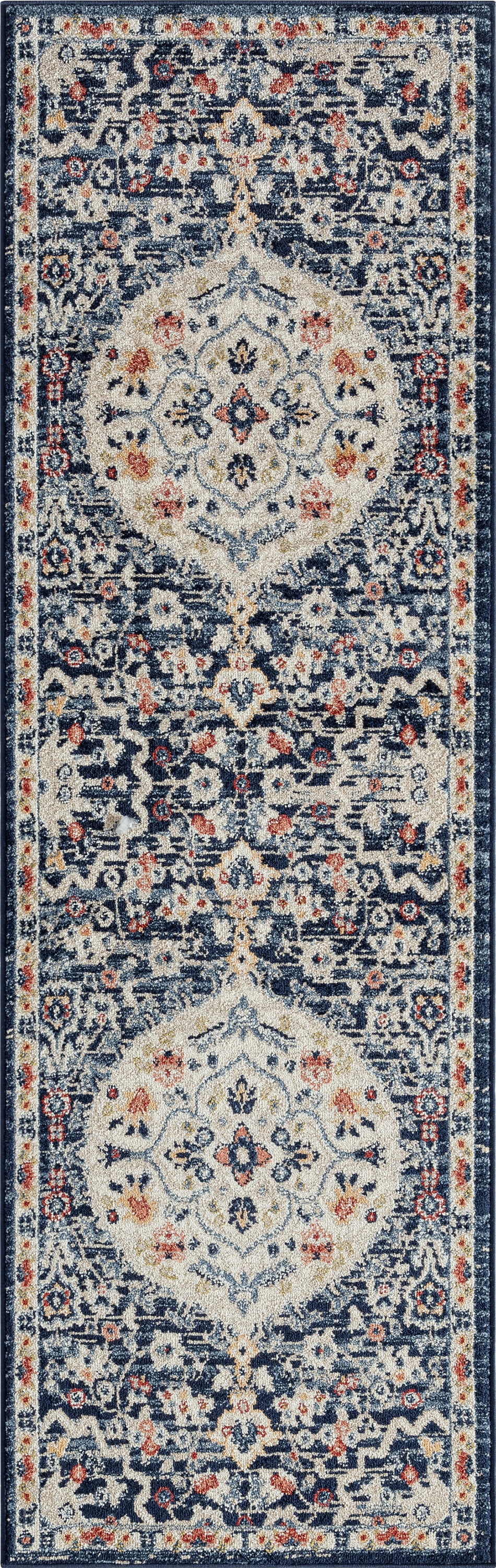 2x8 Modern Navy Runner Rugs for Hallway | Indoor Entry, Entryway, Walkway or Kitchen Rug 2'3'' x 7'3''