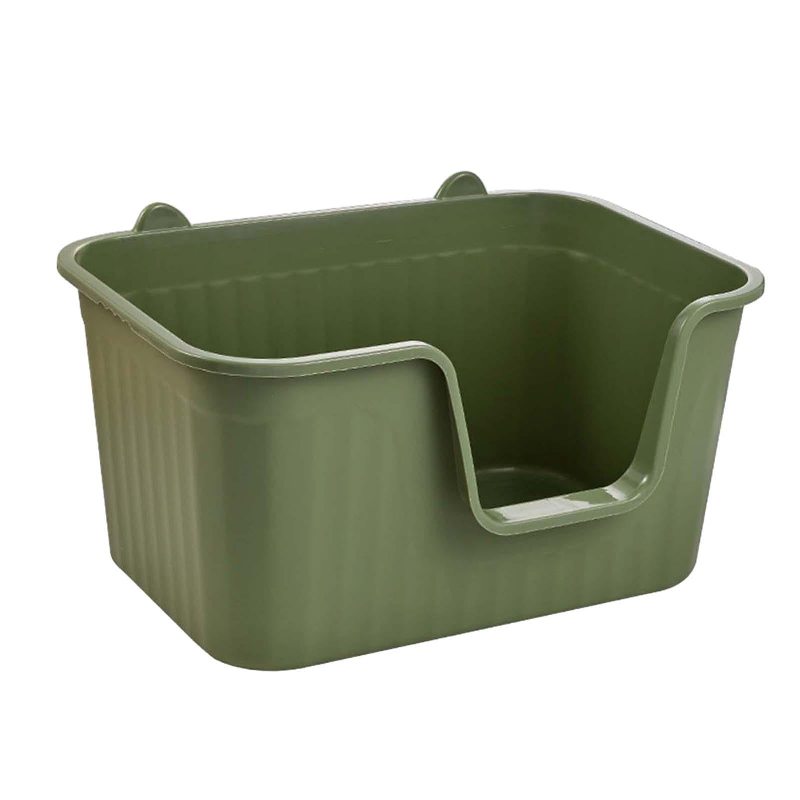 Fzaqwen Cat Litter Box Easy to Clean Anti Splashing for All Kinds of Cat Litter Open Top Green Large