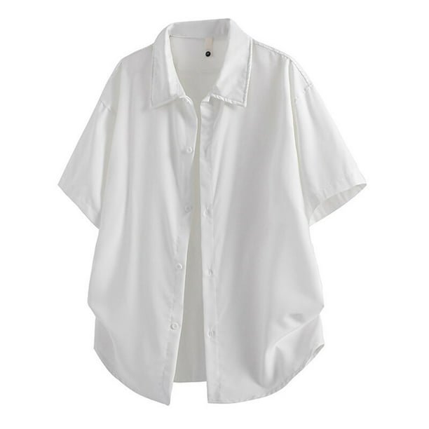 Top Regalos de Navidad para Hombre Moda Ocio Color Sólido Botón Versátil Camiseta Solapa Superior