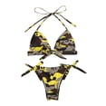 thumbnail image 5 of HAPIMO Women's Bikini Swimsuit Camouflage Print Beachwear Triangle Side Bow Swimwear Sets Strappy Halter Neck Bathing Suit Summer Seaside Clothes for Girls Sales Black M, 5 of 9