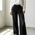 thumbnail image 5 of Miqool Wide Leg Jeans for Women Trendy Pleated High Waisted Drawstring Tie Elastic Waist Stretchy Denim Pants Trouser Jeans with Pockets, 5 of 7