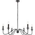 thumbnail image 1 of Elegant Lighting LD5006D36MB 19 x 36 Po. Rohan Lustre Noir Mat 6 Lumières, 1 of 10