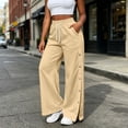 thumbnail image 3 of MLCDZ Fall Sweatpants for Women Drawstring Side Snap Button Lightweight Casual Loose Fit Track Pants with Pockets Comfy Baggy Lounge Golf Workout Trousers, 3 of 10