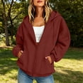 thumbnail image 6 of ZHYou Zip Up Hoodies for Women Casual Multi Panel Seam Drop Shoulder Loose Drawstring Hooded Sweatshirts with Pockets,Red,Size XL, 6 of 8