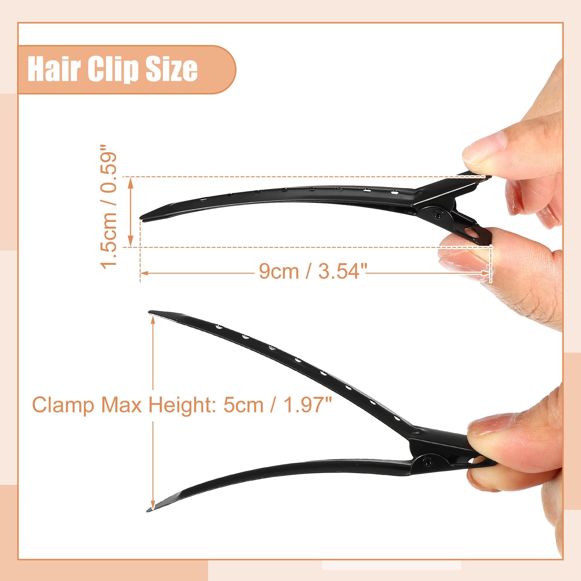 Unique Bargains 12Pcs Metal Durk Bill Non-Slip Hair Clip Black