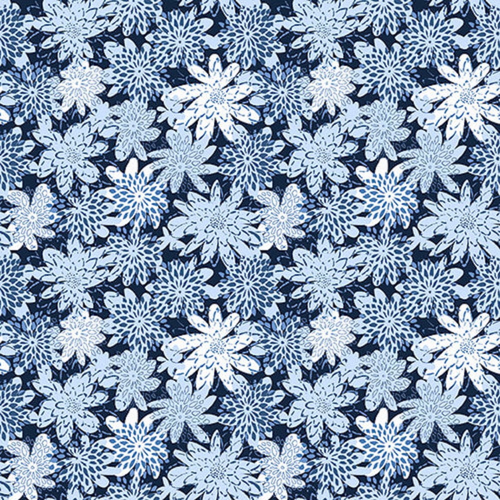 Blank Quilting Once In A Blue Mood 9737-77 Mums Cotton Fabric By Yard