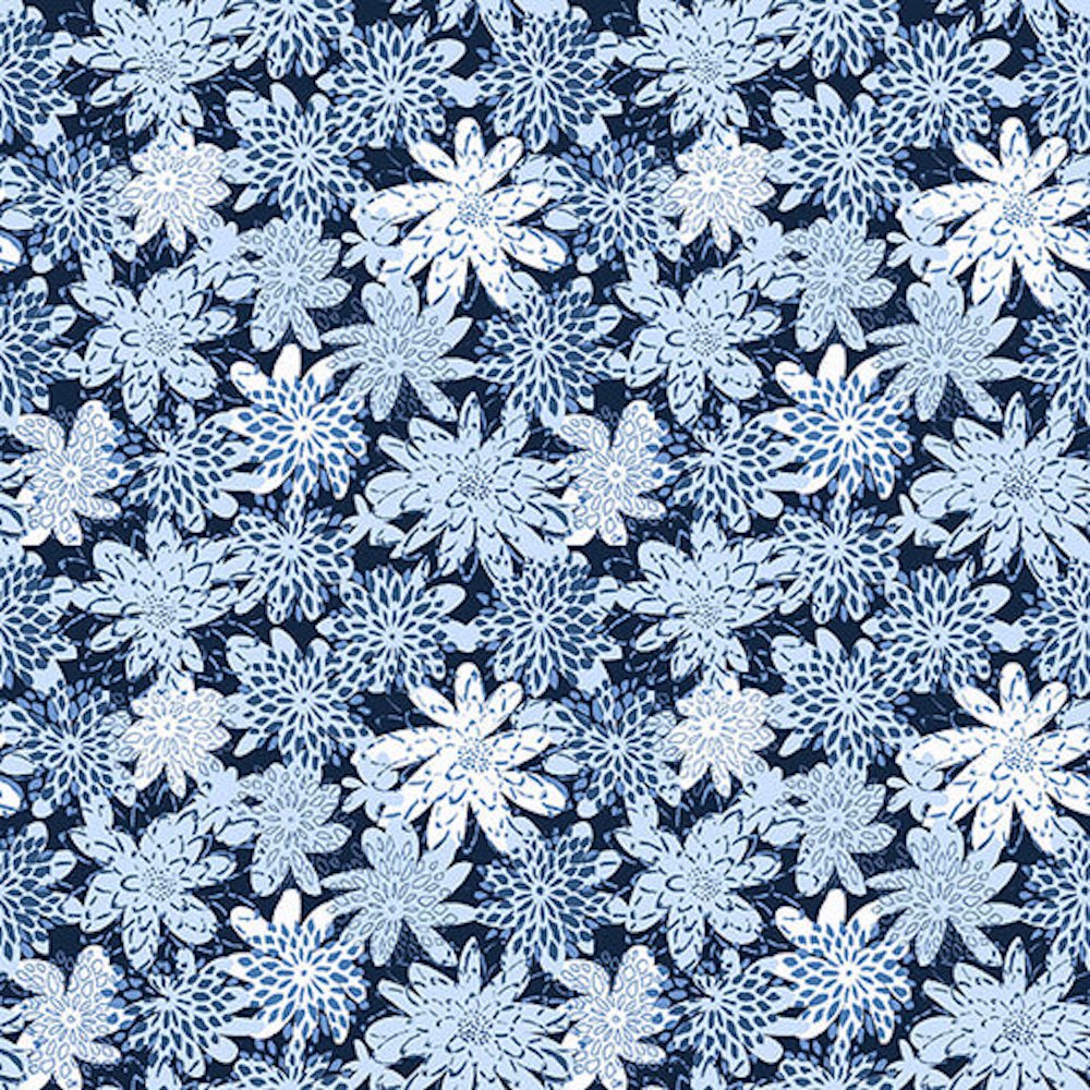 Blank Quilting Once In A Blue Mood 973777 Mums Cotton Fabric By Yard