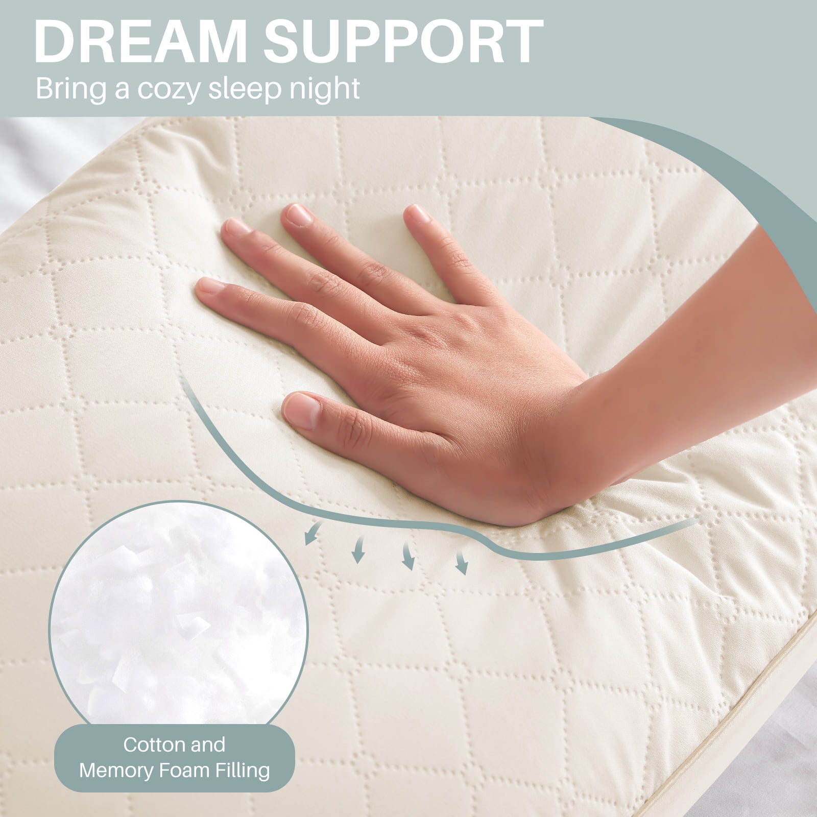 Galenzoov 20x54 Long Body Pillow for Adults - Firm Body Pillow Insert with Shredded White Memory Foam, Soft Support for Side Sleeping, Pregnant Women, Washable Beige