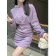 thumbnail image 1 of Vestidos con capucha para mujer, ajustados, deportivos, de otoño, minivestidos lisos con escote en V, ropa de calle americana, sencillos, para uso diario, combinables con todo., 1 of 6