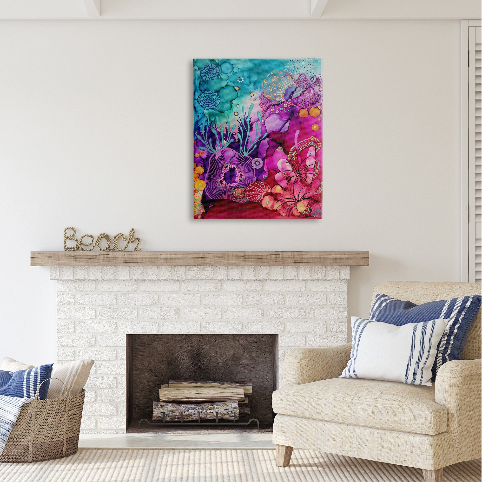Stupell Industries Abstract Coral Pattern Abstract Painting Gallery Wrapped Canvas Art Print Wall Art, 30 x 40