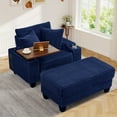 thumbnail image 6 of Muumblus Oversized Living Room Chair with Ottoman, Bluetooth Speaker, Rotating Table Board & USB, Cozy Indoor Lounge Reading Armchair, Blue Corduroy, 6 of 8