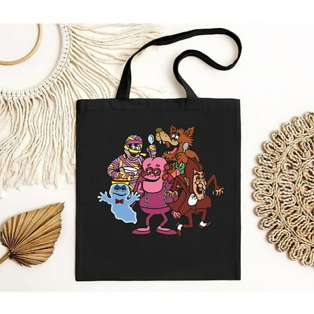 vintage Cereal Monsters Cereal Monster Logo Men s Black Tote Bag Funny S to -TH23121