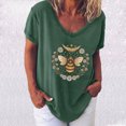 thumbnail image 2 of Pompotops Mode Femmes T-Shirt Imprimé Col en V Manches Courtes Tee Décontracté Blouse, 2 of 3