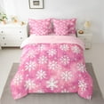 thumbnail image 3 of Manfei Cute Cartoon Snowflake 7 Pieces Bedding Comforter Set,Merry Xmas Full Bedding Set,Pink White Fitted Sheet Flat Sheet For Girl Kids,Luxury Bedroom Decor Reversible, 3 of 9