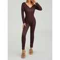 thumbnail image 3 of Elippeo Women's Christmas Jumpsuit Pajama Long Sleeve V Neck Snowflake Plaid Print Sleepwear, 3 of 7