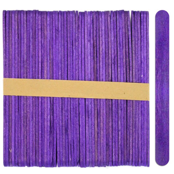 100 Pack Wood Craft Popsicle Sticks Purple Color 4.5 Inch, CraftySticks