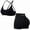 Black Leopard, variant on Women's 2 Piece Workout Set, Seamless Padded Halter Sports Bra and High Waisted Biker Shorts