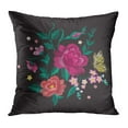thumbnail image 1 of BOSDECO Colorful Trend Floral Pattern Butterfly Traditional Folk Roses and Forget Me Not Flowers Bouquet on PillowCase Pillow Cover 18x18 inch, 1 of 1