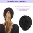 thumbnail image 6 of AYAMAYA Beanie Hat with Ponytail Hole, Winter Warm Messy Bun Winter Hat with Tail Hole Knit Skull Beanie for Women (Black), 6 of 7