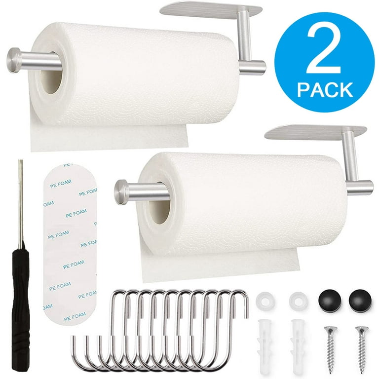 2 Pack Paper Towel Holder Wall Mount, Paper Towel Holder Under