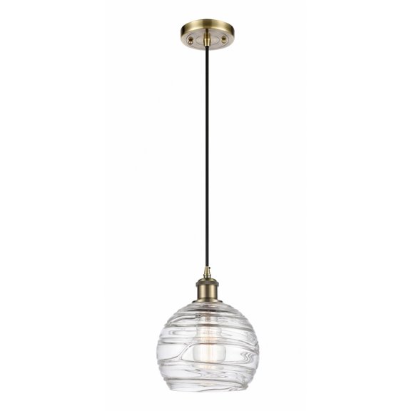 Innovations Lighting  Ballston Athens Deco Swirl - 1 Light 8" Cord Hung Mini Pendant Antique Brass