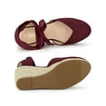 thumbnail image 4 of BLISSFUL STEP Women's Shoes Espadrille Wedge High Heel Round Toe Sandals Burgundy 5.5, 4 of 7