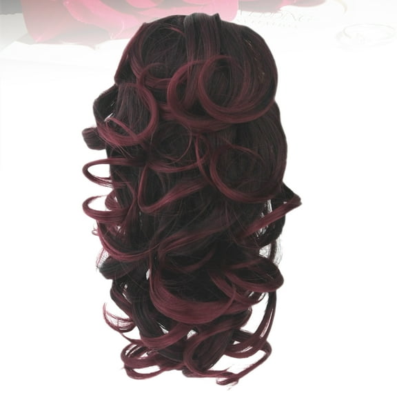 Luxshiny 1Pc Dark Red Ponytail Wig Clip with Synthetic Hair for Daily Wear