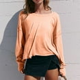 thumbnail image 2 of Womens Oversized Open Back Sweatshirts Long Sleeve Backless Shirts Cropped Off The Shoulder Crew Neck Workout Tops, 2 of 9