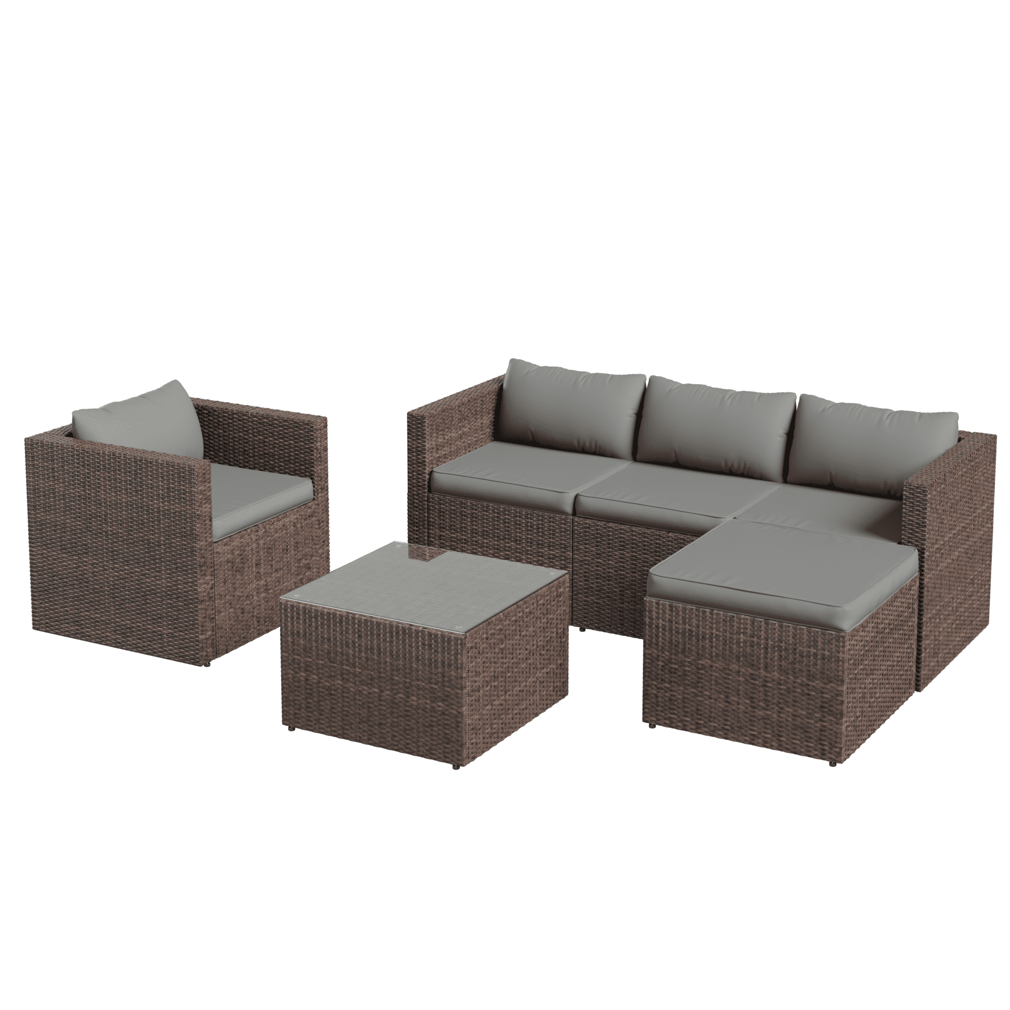 AMOPATIO 6-Piece Patio Furniture Set, Outdoor Patio Sectional Furniture All-Weather Rattan Wicker Patio Conversation Set Outdoor Furniture for Backyard Balcony,Gray