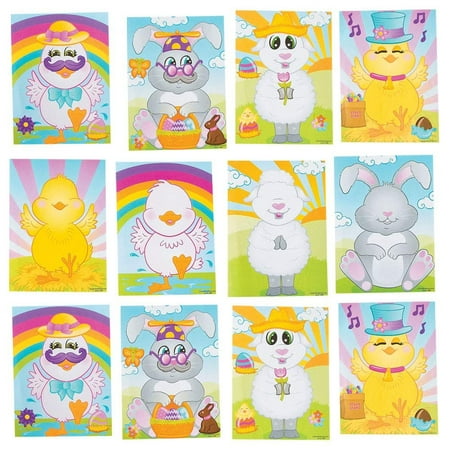 Make Your Own Sticker - Pack of 12 Create an Easter Character Sticker Scenes - Perfect for Stress Reliever, Educational Game, Sensory and Tactile Stimulation, DIY, and Event (Best Games To Create Your Own Character)