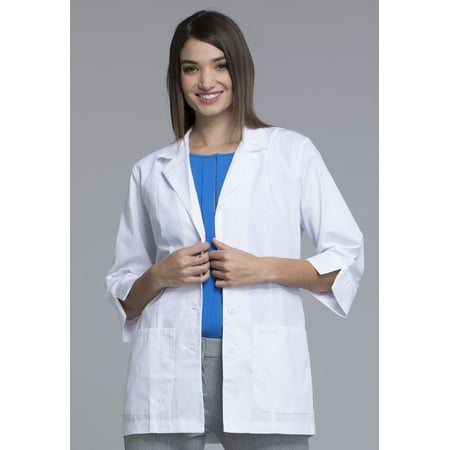 Cherokee Professionals Women Medical Scrubs Lab Coats 29" 3/4 Sleeve 2330, XS, White