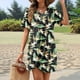 thumbnail image 5 of Vestido de Verano para Mujer, con Escote en V, Corta y Lateral, Color Hoja Negra, Talla M, 5 of 9