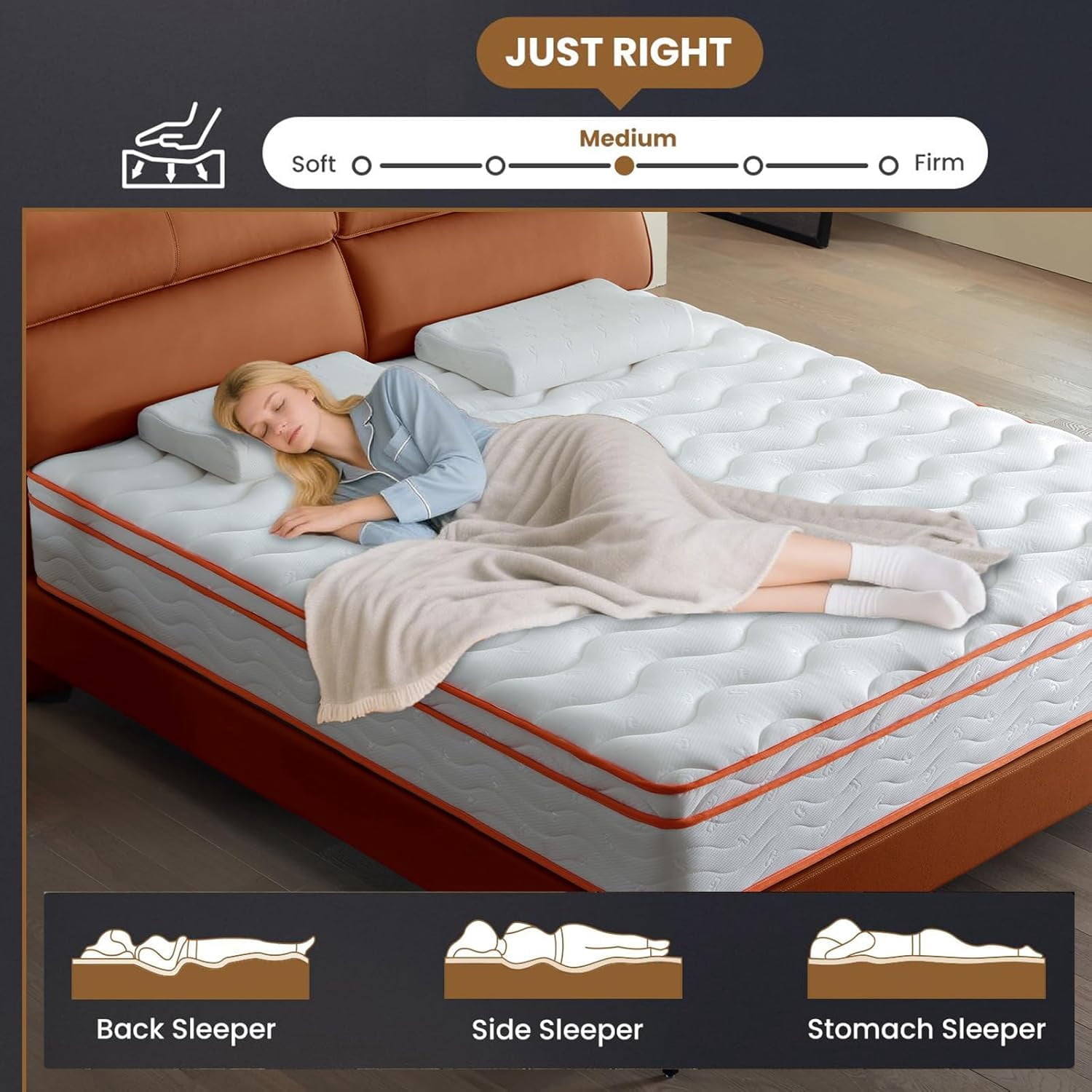 10 Inch Full Size Mattress in A Box, Full Size Memory Foam Mattress with Pocket Spring, Medium Firm for Pressure Relief, Motion Isolation, Certipur-Us Certified(Full, 10, 10, Inches)