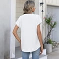 thumbnail image 4 of Button Down Shirts for Women Short Sleeve Tops V Neck Collar Solid Color Blouses Business Casual Outfits White M, 4 of 4