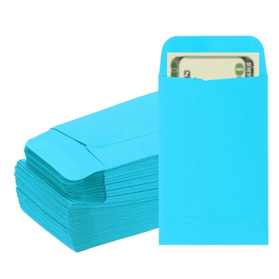 Uxcell Money Envelope, 100 Pcs 3.5" x 2.2" Cash Holder for Checks Coins, Deep Blue