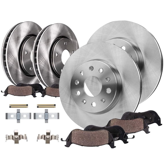 Detroit Axle - 8pc Brake Kit for 2016-2019 Cadillac ATS, Disc Brakes Rotors Ceramic Brake Pads with Hardware Replacement : 12.64" inch Front and 13.35" inch Rear Rotors