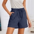 thumbnail image 3 of Wide Leg Shorts for Women Summer Lightweight Elastic High Waist Loose Fit Casual Shorts with Pockets, 3 of 6