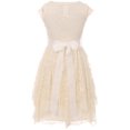thumbnail image 2 of Little Girls Cap Sleeve Girls Dress Floral Lace Rhinestones Waistband Flower Girl Dress Ivory 4 (J20KS95), 2 of 3