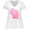 thumbnail image 3 of Inktastic Wisconsin Silhouette Mandala Women's Plus Size V-Neck T-Shirt, 3 of 5