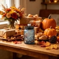 thumbnail image 2 of Decorative Vintage Glass Storage Jar with Airtight Lid and Pumpkin Knob 6 Inch Canister for Fall Thanksgiving Table Centerpiece Kitchen Countertop Display, 2 of 6