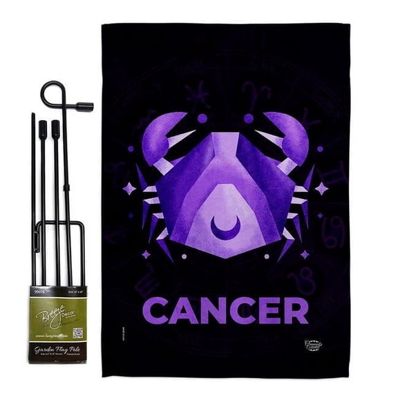 Ornament Collection GS190026-BO 13 x 18.5 in. Cancer Garden Flag Set for Interests Zodiac Double-Sided Decorative Vertical Flags & House Decoration Banner Yard Gift